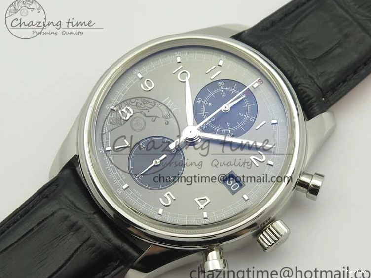 MIROTIME 0308 Portuguese Chrono SS ZF 1:1 Best Edition Gray Dial SS On Black Leather Strap A ZipUp 7215